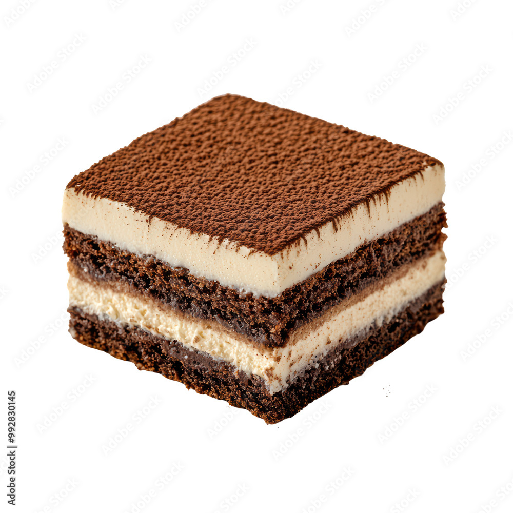 Delicious Tiramisu Dessert with Layers of Cream and Cocoa Powder on a Transparent Background Delicious Tiramisu Dessert with Layers of Cream and Cocoa Powder on a Transparent Background