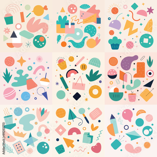 Hand drawn various shapes and doodle objects