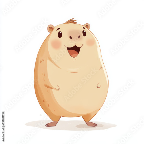 A cute, cartoon-style capybara