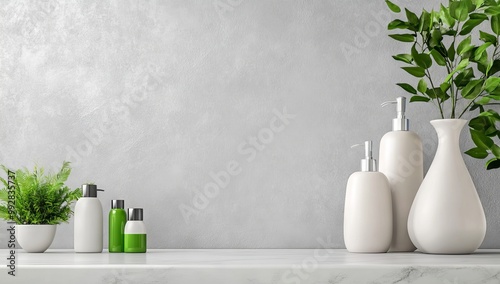 Modern Bathroom Countertop with Skincare Products