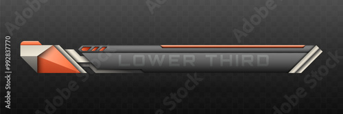 Lower Third Banner in Metallic Black, Silver and Coral Color Theme for Video Screen Broadcast Presentation Titles