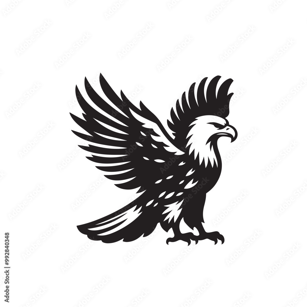 Silhouette of an eagle, silhouette of a flying bird., vector eagles collection