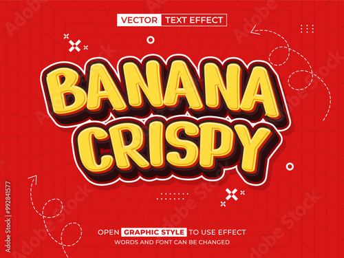 banana crispy editable text, font effect, 3d text for title