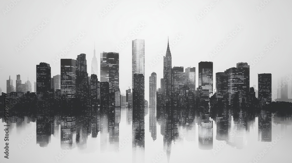 Naklejka premium Monochrome Skyline in Minimalist Corporate Style