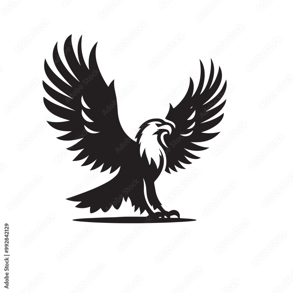 Obraz premium Silhouette of an eagle, silhouette of a flying bird., vector eagles collection