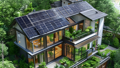 Energy-Efficient Smart Home with Solar Panels and Eco-Friendly Architecture