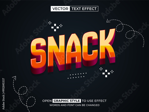 snack editable text, font effect, 3d text for title