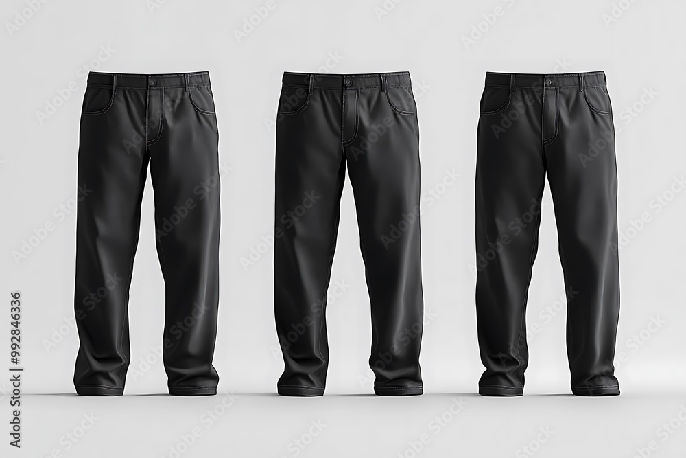 Three Black Pants Realistic 3D Illustration Three Black Pants Realistic 3D Illustration