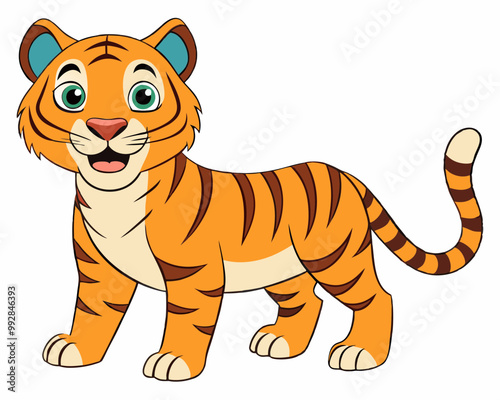 tiger cartoon vector illustration on a white background