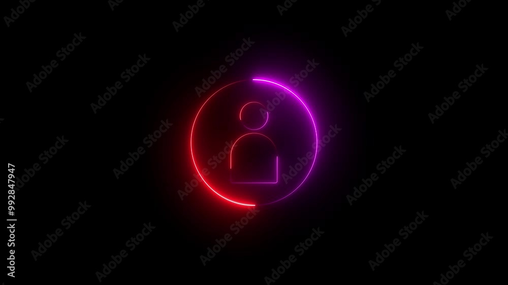 Multi color User line icon inside circle,neon sign on a black background. user information, line icon video animation. Multi color User line icon inside circle,neon sign on a black background. user information, line icon video animation.