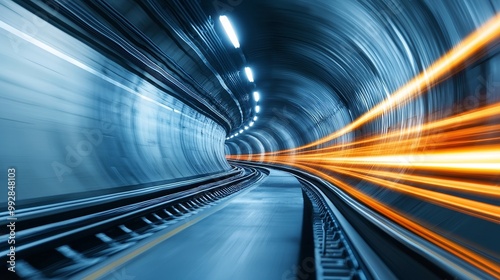 Abstract motion blur of a train moving through a tunnel.