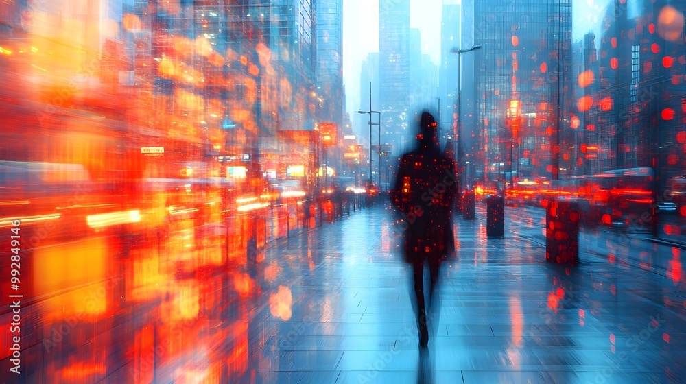 Blurred Dynamic Modern Office Workplace in Vibrant Urban Cityscape Blurred Dynamic Modern Office Workplace in Vibrant Urban Cityscape