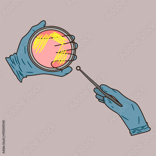 Modern Bacterial Culture with Streak Technique Illustration