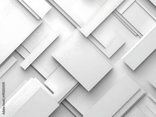 Abstract Background 3D Illustration White Squares Minimalism