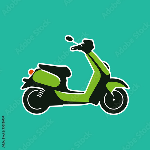 green scooter bike cute cartoon illustration
