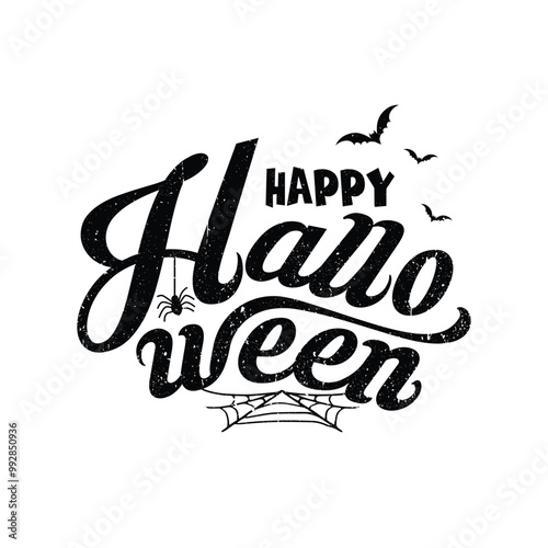 Happy Halloween lettering, vector calligraphy. Handwritten Halloween typography print for flyer, poster, greeting card, banner. Decorative design element.