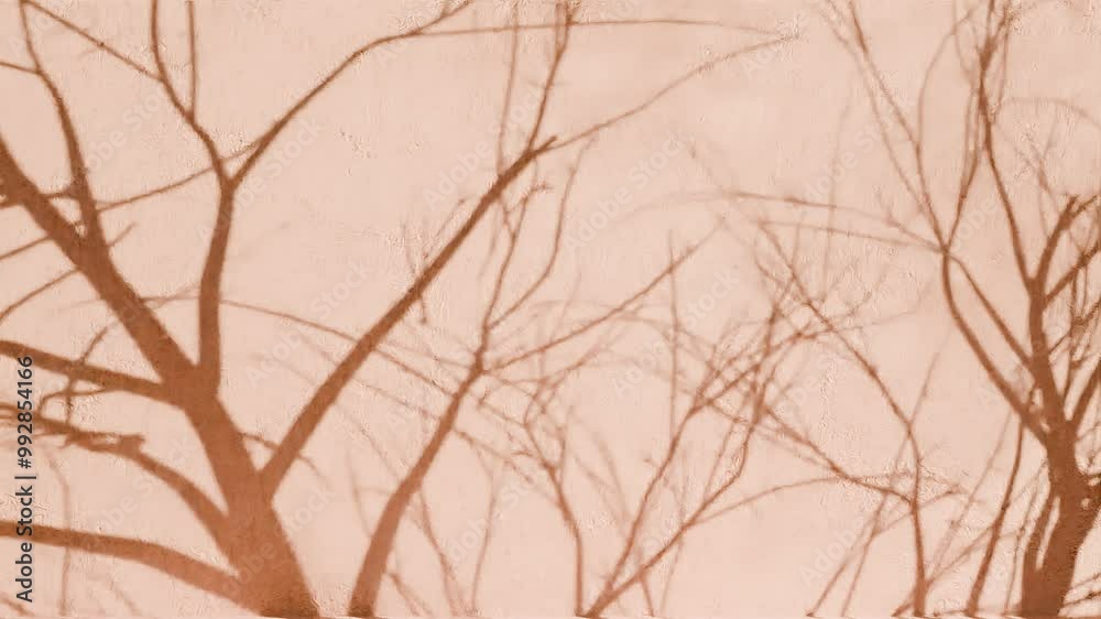 Tree branch shadows on textured beige wall. Natural silhouette design Tree branch shadows on textured beige wall. Natural silhouette design