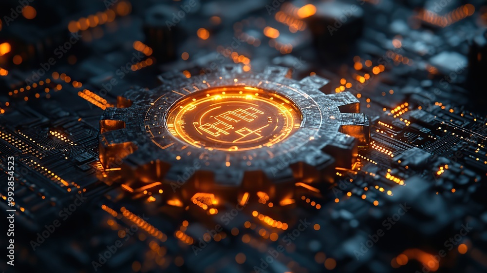 A gear icon concept symbolizes digital technology, emphasizing its role in modern business and innovation. A gear icon concept symbolizes digital technology, emphasizing its role in modern business and innovation.