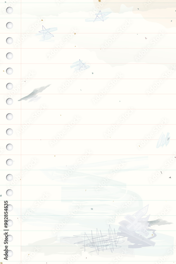 Used old notebook paper vertical background with stained effect graphic illustration have blank space. Used old notebook paper vertical background with stained effect graphic illustration have blank space.