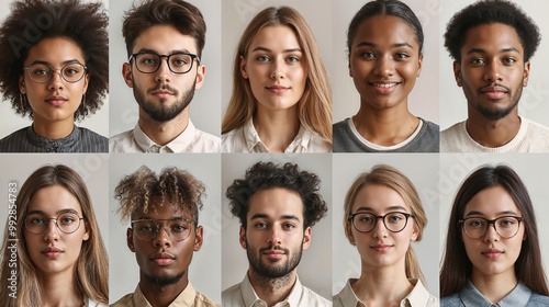 Diverse Group of People in a Grid, Smiling with Natural Expressions