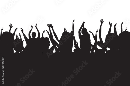 hands raised worship singing looking flat vector illustration