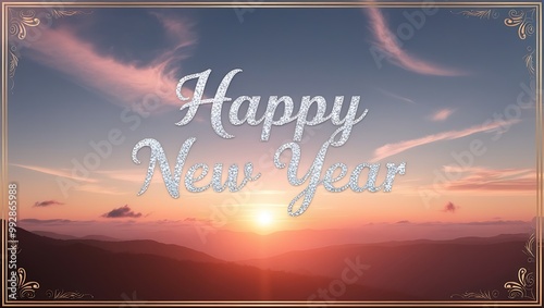Capture the essence of celebration and tranquility with this Happy New Year image set against a stunning natural landscape.