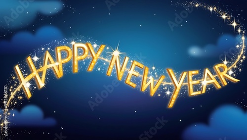 Capture the essence of celebration and tranquility with this Happy New Year image set against a stunning natural landscape.