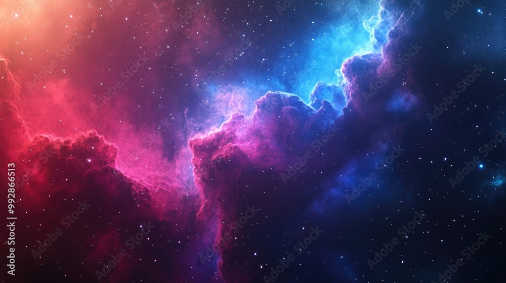 Fototapeta premium Vibrant nebula gas cloud in deep space science fiction artwork featuring a colorful cosmic background with stars rendered in 3D