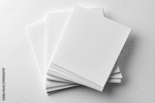 Blank A4 Stacked Paper Mockup isolated created with Generative AI