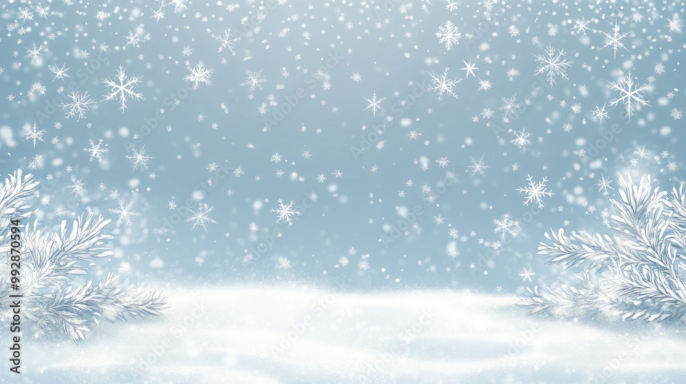 Enchanting winter scene with delicate snowflakes and stars on a light blue backdrop creating a magical holiday atmosphere Vertical 2D cartoon illustration Enchanting winter scene with delicate snowflakes and stars on a light blue backdrop creating a magical holiday atmosphere Vertical 2D cartoon illustration