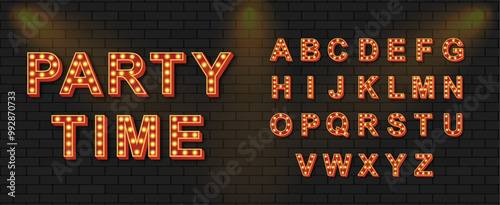light bulb neon font