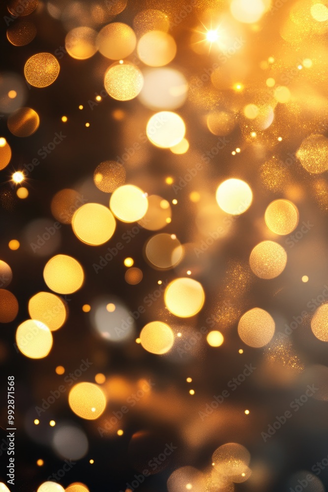 Abstract festive golden background featuring Christmas bokeh and glitter lights ideal for use in posters brochures flyers and more Abstract festive golden background featuring Christmas bokeh and glitter lights ideal for use in posters brochures flyers and more