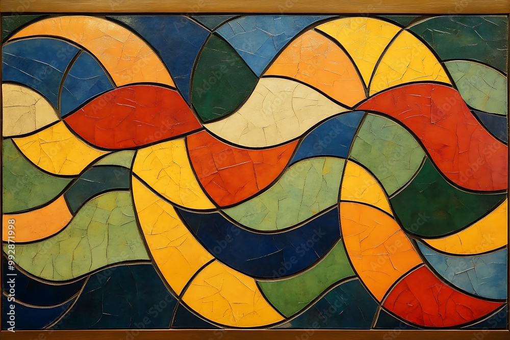 Fototapeta premium Vibrant abstract art featuring dynamic geometric patterns and bold colors, creating a visually stimulating composition. Generative AI