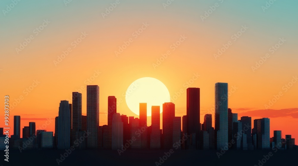 Silhouette of a city skyline at sunset with vibrant colors, creating a stunning contrast against the setting sun. Silhouette of a city skyline at sunset with vibrant colors, creating a stunning contrast against the setting sun.