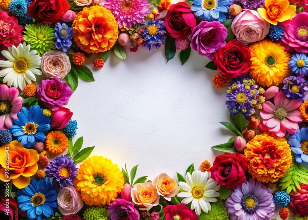 Fototapeta premium Elegant Floral Oval Border Design for Invitations, Greeting Cards, and Decorative Projects
