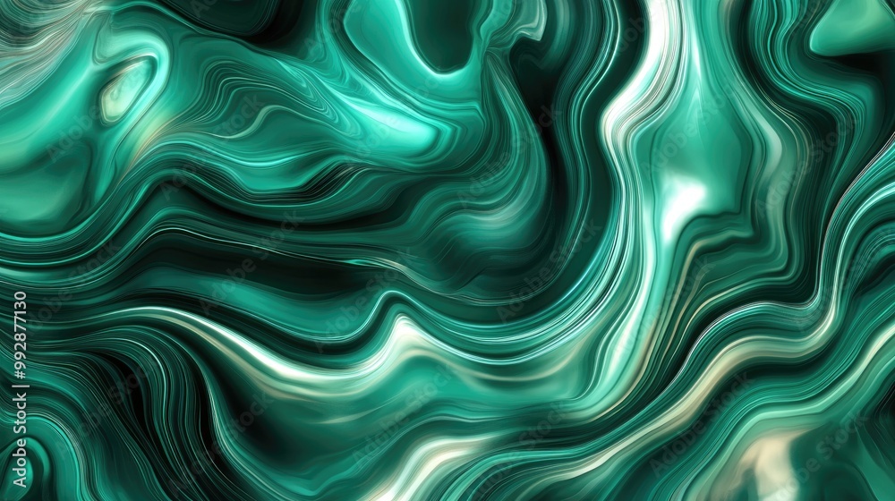 Obraz premium Abstract digital background featuring creative curved lines with a malachite motif Illustration