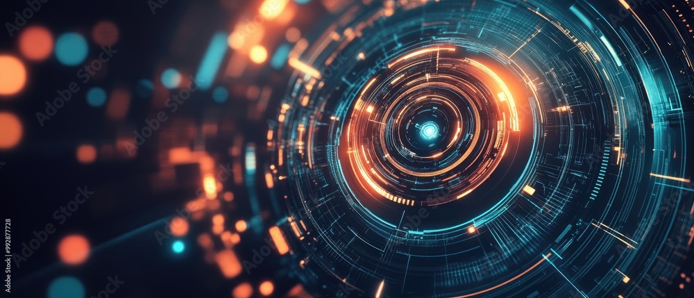 Fototapeta premium Abstract futuristic background with circular elements evoking a sense of science fiction and modern design