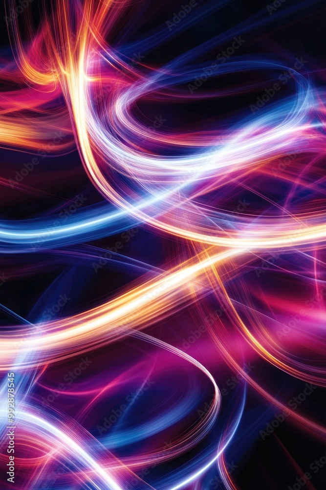 Naklejka premium Abstract background featuring twisted light fibers and glowing lines effect