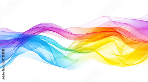 Abstract Rainbow Wave on White Background