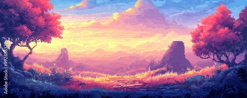 Digital Nostalgia: Pixelated Dreamscape of Retro Video Game Art and Lo-Fi Ambiences photo