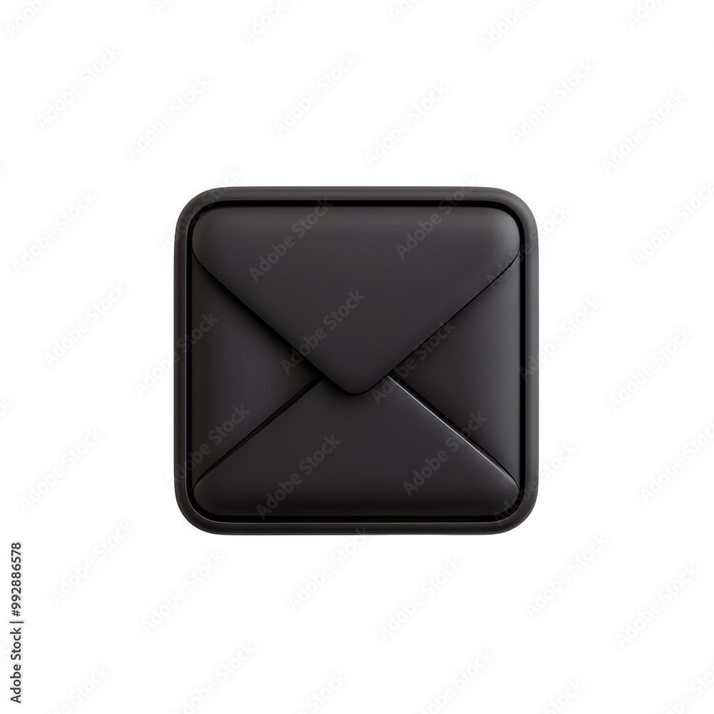 Black envelope icon, isolated on white background, Transparent Background Black envelope icon, isolated on white background, Transparent Background