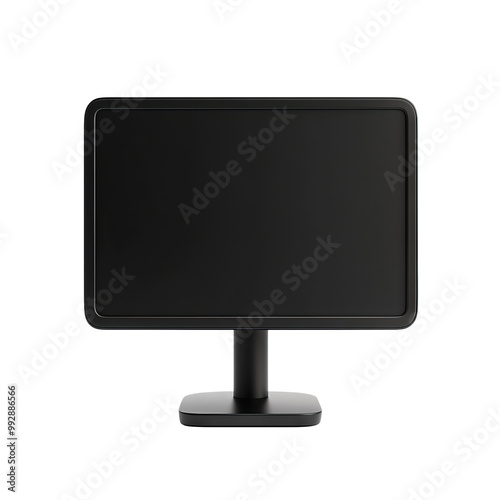 Black computer monitor on a white isolated background, Transparent Background