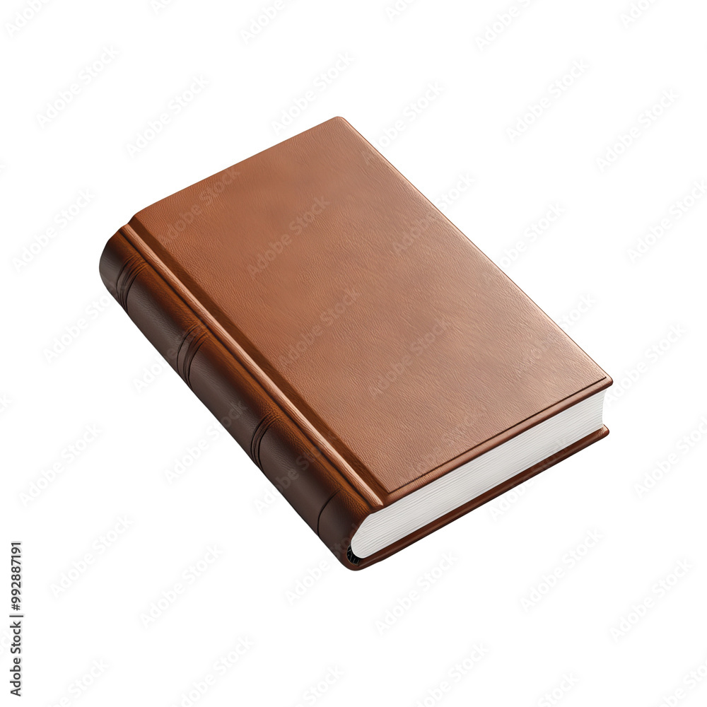 Brown leather book on white isolate background, Transparent Background Brown leather book on white isolate background, Transparent Background
