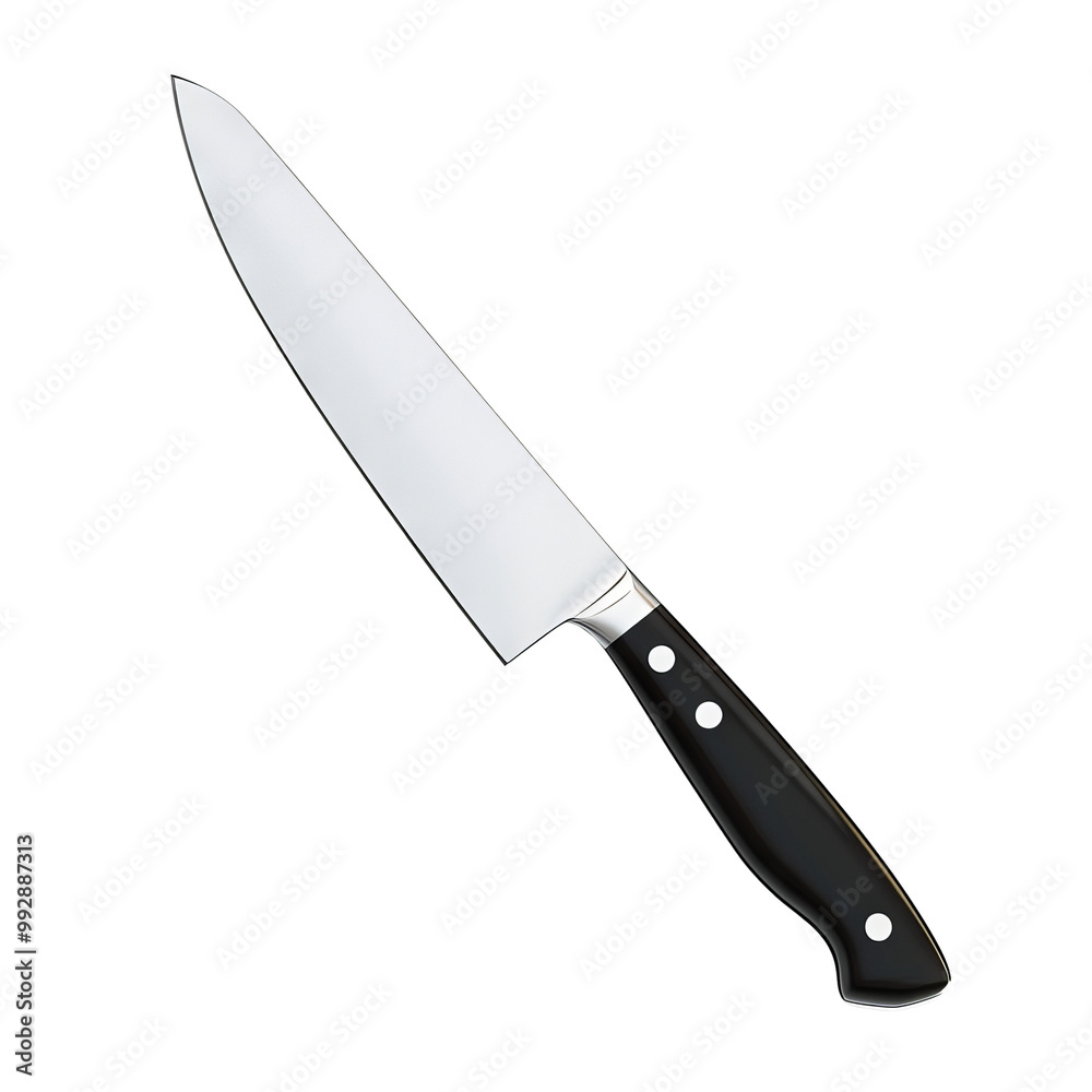 Chef knife, stainless steel blade, black handle, isolated, Transparent Background Chef knife, stainless steel blade, black handle, isolated, Transparent Background