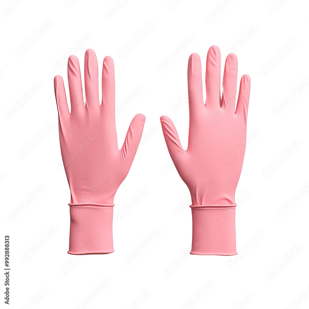 Obraz premium Pink rubber cleaning gloves, white isolate background, Transparent Background