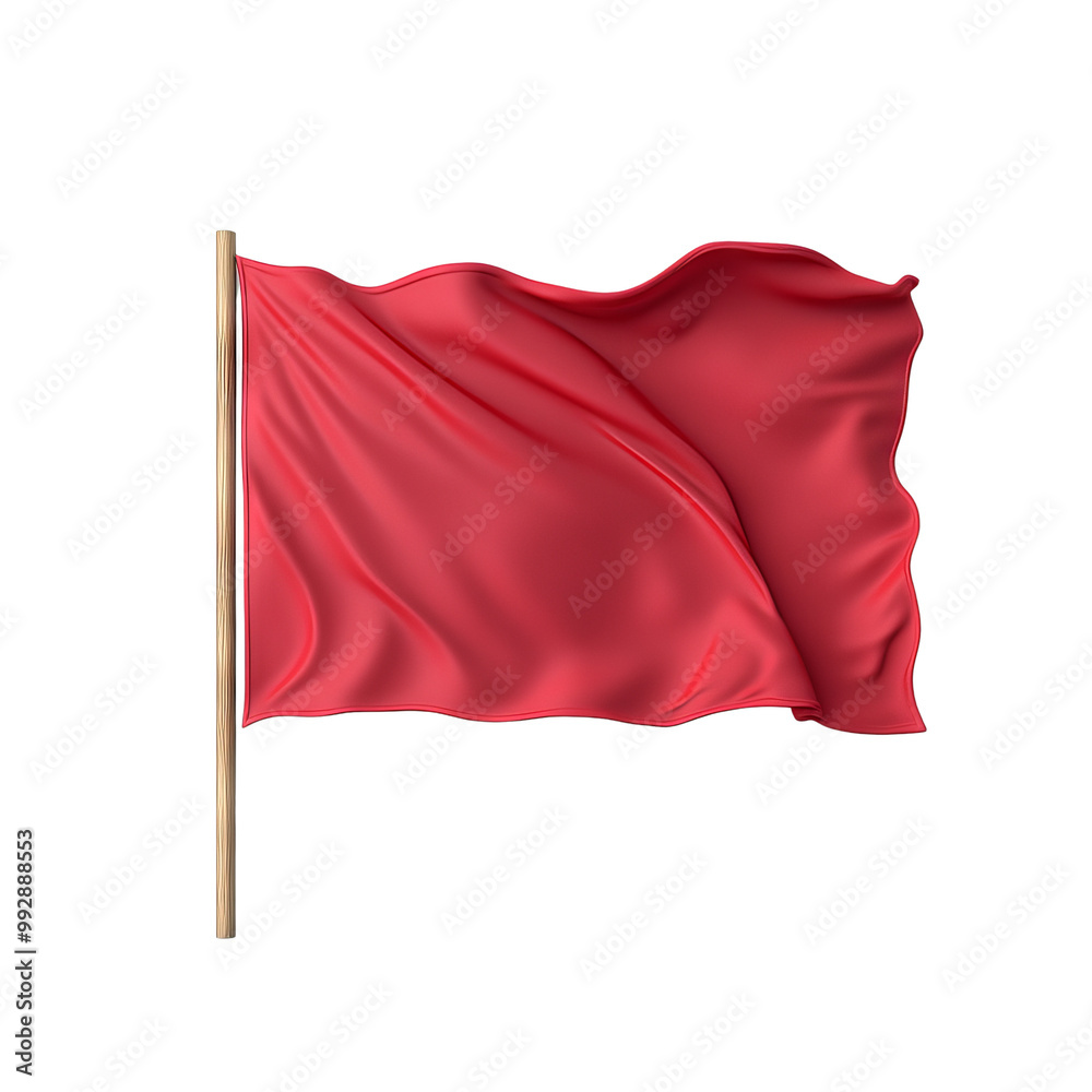 Red flag on a pole, white isolate background, Transparent Background Red flag on a pole, white isolate background, Transparent Background