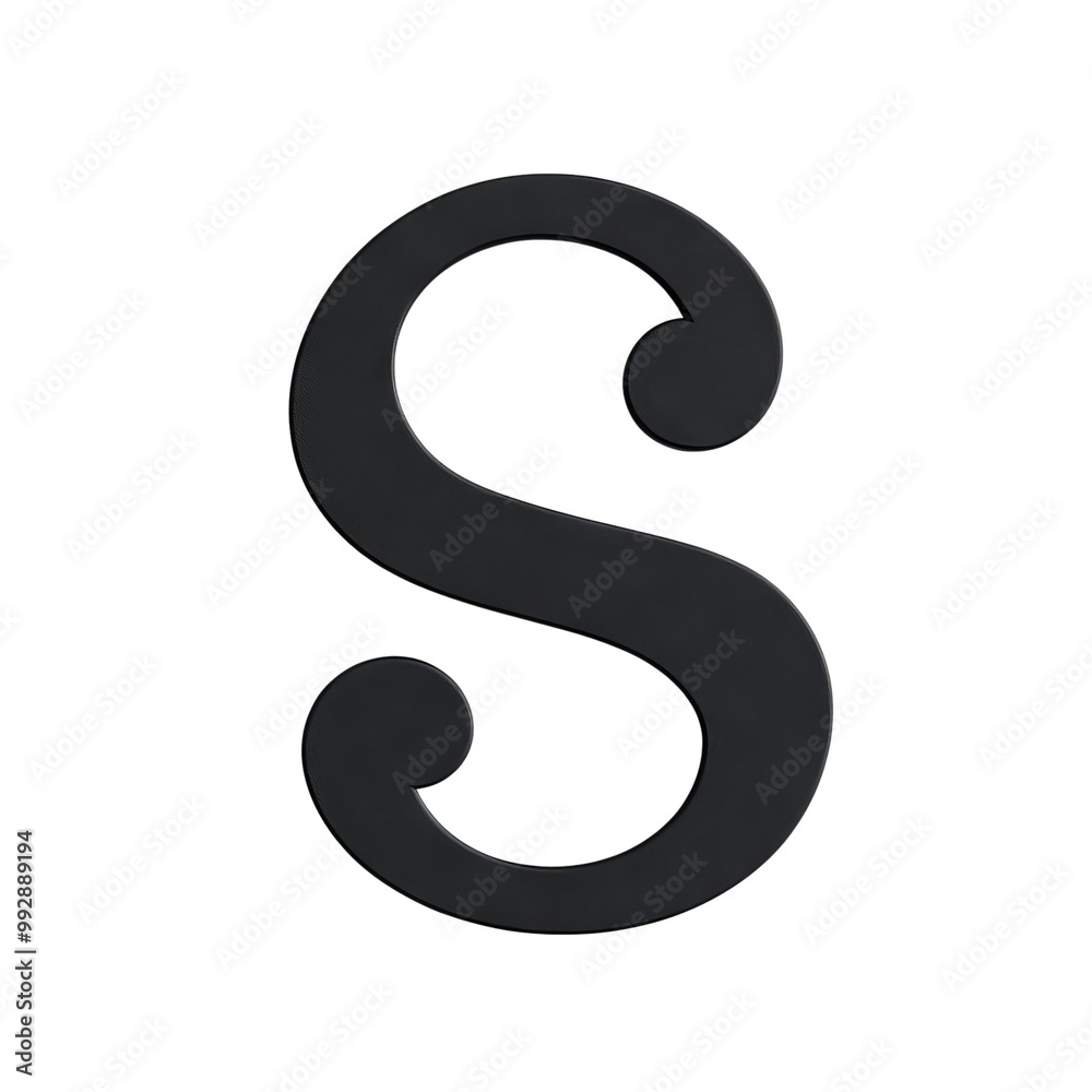 Stylized letter S, black isolate background, Transparent Background