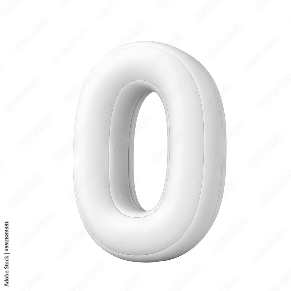 White inflatable number zero on a transparent background, Transparent Background White inflatable number zero on a transparent background, Transparent Background