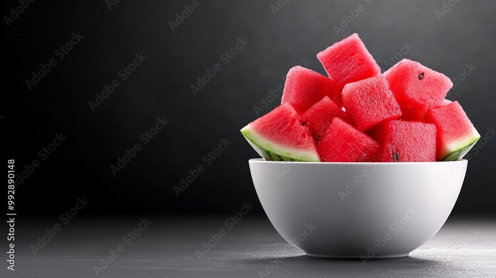 Juicy Watermelon Cubes in Bowl 