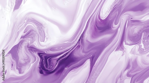 Soft lilac and white paint swirls blend together creating a serene abstract texture perfect for backgrounds